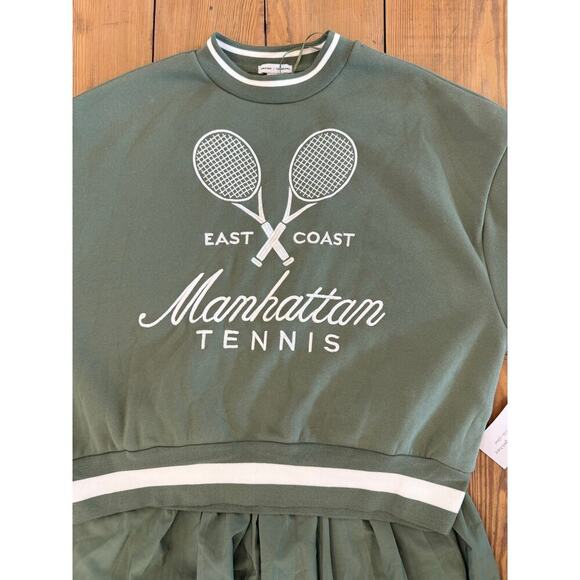 NWT Manhattan Tennis Better Together Green Sweatshirt Skirt Set XS - Picture 2 of 11